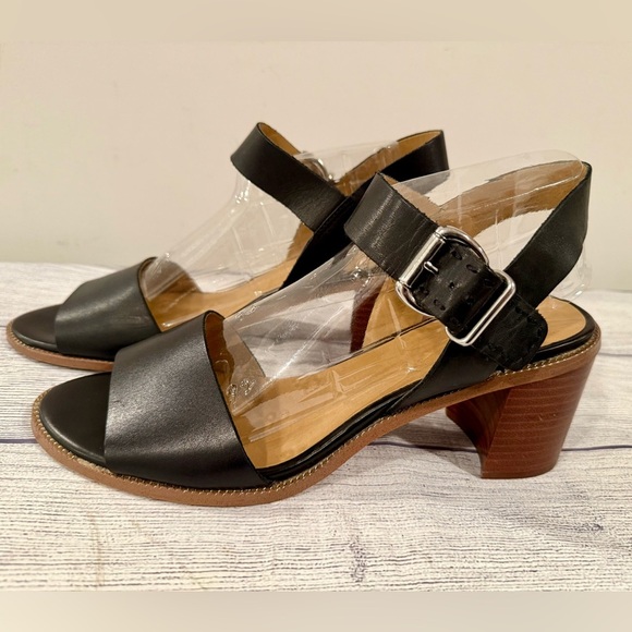 Franco Sarto Black Leather Block Heel Sandals Size 11 - Picture 12 of 14